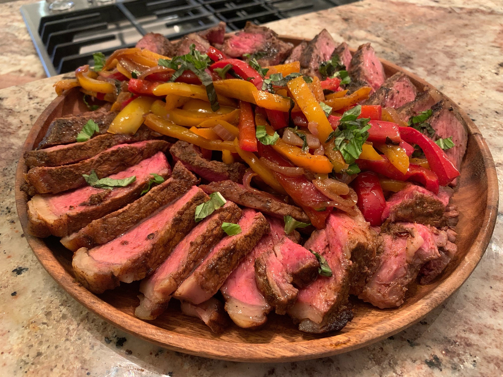 Red Jerk Porter House Steak and Peppers